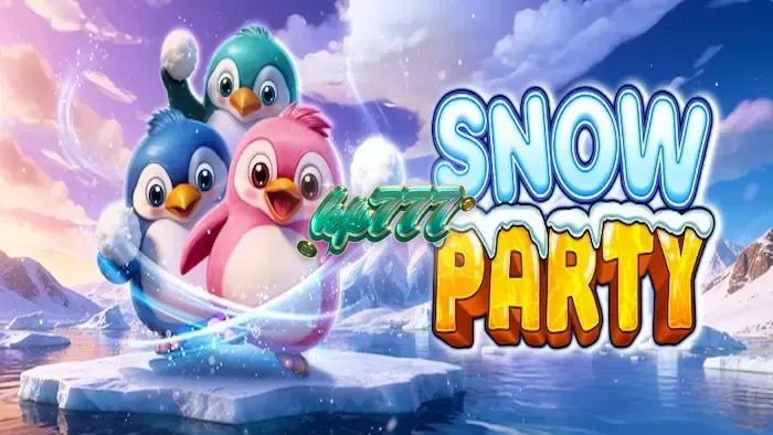 Tampilan visual slot Snow Party dengan karakter hewan kutub yang lucu